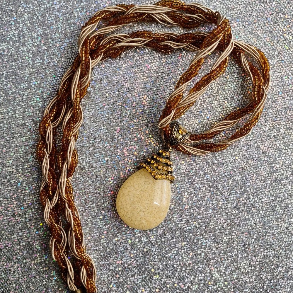 Long Beaded Necklace with Pendant